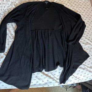 Black Waffle Knit Cardigan